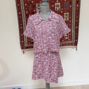 Zara pink tweed STRUCTURED KNIT CARDIGAN and skirt set